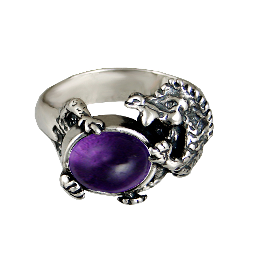 Sterling Silver Dragon Ring With Amethyst Size 9 Sterling Silver Dragon Ring With Amethyst Size 9